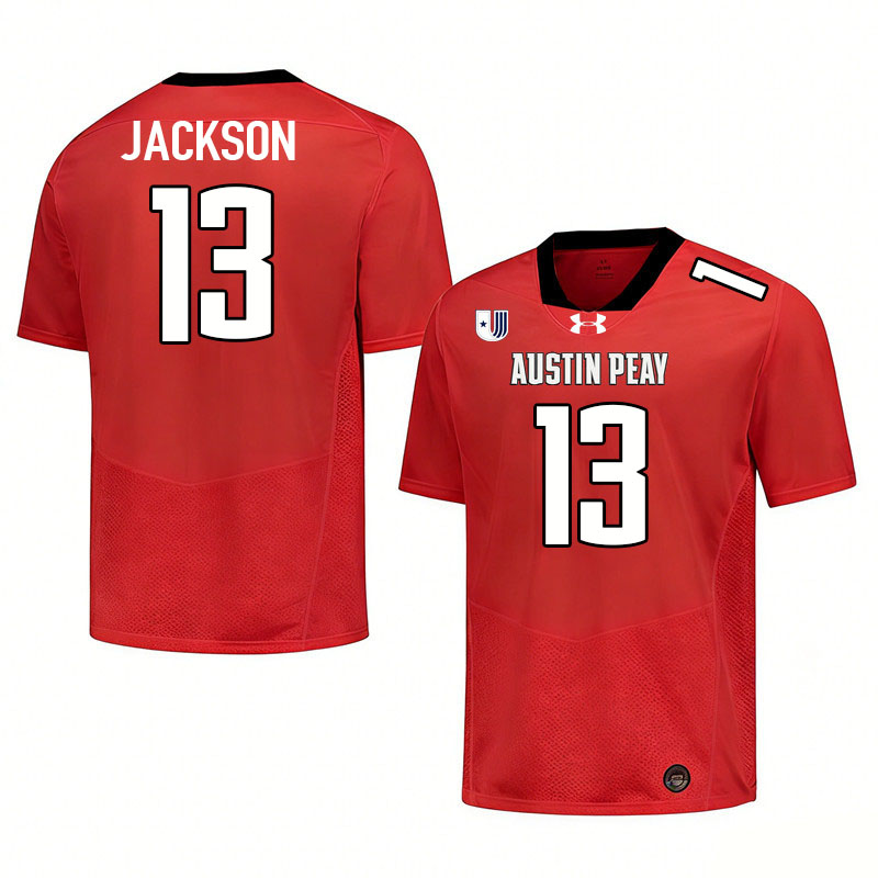 Austin Peay Governors #13 Kordell Jackson College Football Jerseys,Uniforms Stitched-Red